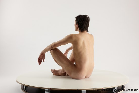 Nude Man White Sitting poses - simple Slim Short Brown Sitting poses - ALL Multi angles poses Realistic