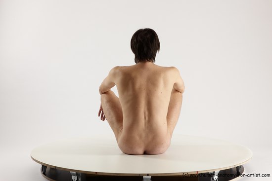 Nude Man White Sitting poses - simple Slim Short Brown Sitting poses - ALL Multi angles poses Realistic