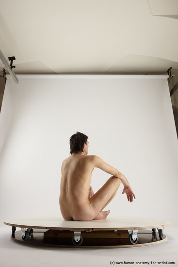 Nude Man White Sitting poses - simple Slim Short Brown Sitting poses - ALL Multi angles poses Realistic