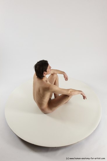 Nude Man White Sitting poses - simple Slim Short Brown Sitting poses - ALL Multi angles poses Realistic