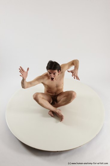 Nude Man White Sitting poses - simple Slim Short Brown Sitting poses - ALL Multi angles poses Realistic