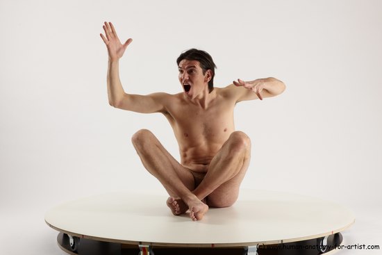 Nude Man White Sitting poses - simple Slim Short Brown Sitting poses - ALL Multi angles poses Realistic