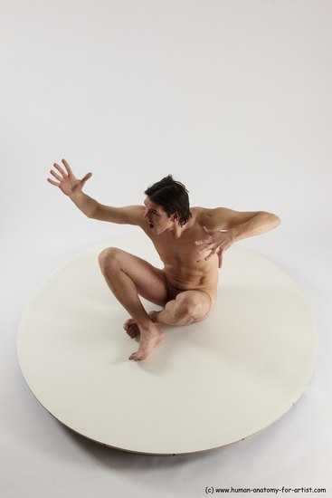 Nude Man White Sitting poses - simple Slim Short Brown Sitting poses - ALL Multi angles poses Realistic