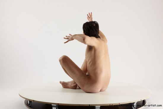 Nude Man White Sitting poses - simple Slim Short Brown Sitting poses - ALL Multi angles poses Realistic