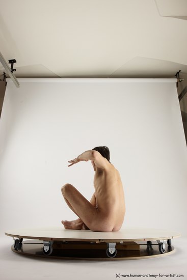 Nude Man White Sitting poses - simple Slim Short Brown Sitting poses - ALL Multi angles poses Realistic