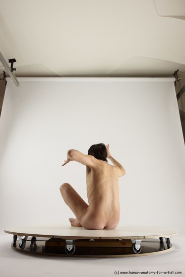 Nude Man White Sitting poses - simple Slim Short Brown Sitting poses - ALL Multi angles poses Realistic