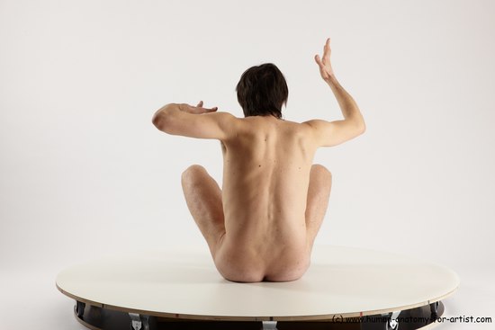 Nude Man White Sitting poses - simple Slim Short Brown Sitting poses - ALL Multi angles poses Realistic