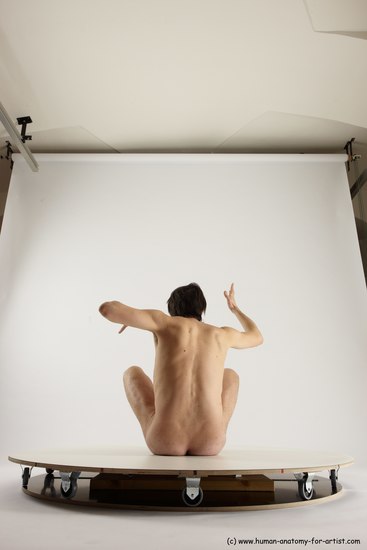 Nude Man White Sitting poses - simple Slim Short Brown Sitting poses - ALL Multi angles poses Realistic