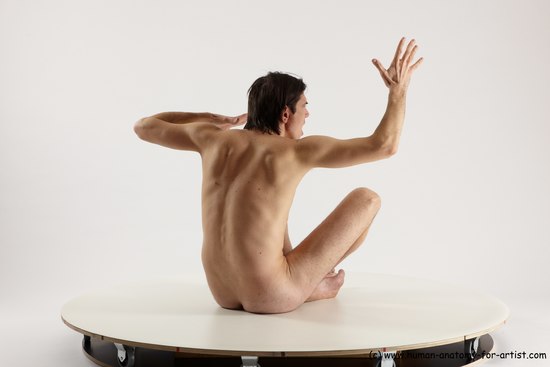 Nude Man White Sitting poses - simple Slim Short Brown Sitting poses - ALL Multi angles poses Realistic