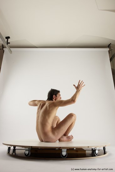 Nude Man White Sitting poses - simple Slim Short Brown Sitting poses - ALL Multi angles poses Realistic