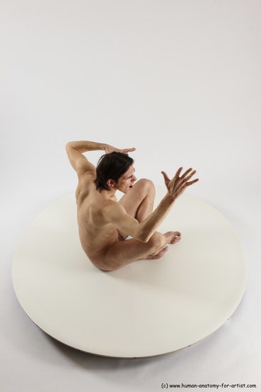 Nude Man White Sitting poses - simple Slim Short Brown Sitting poses - ALL Multi angles poses Realistic