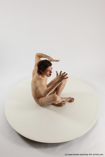 Nude Man White Sitting poses - simple Slim Short Brown Sitting poses - ALL Multi angles poses Realistic