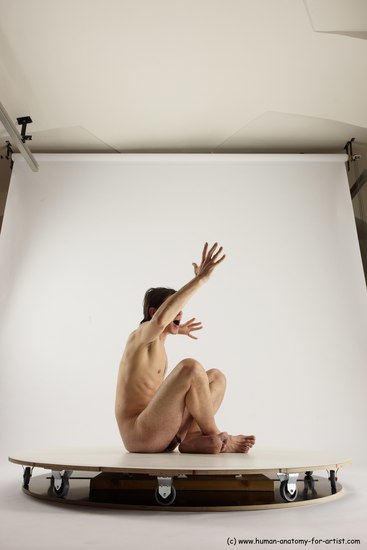 Nude Man White Sitting poses - simple Slim Short Brown Sitting poses - ALL Multi angles poses Realistic