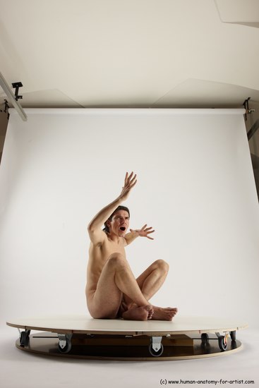 Nude Man White Sitting poses - simple Slim Short Brown Sitting poses - ALL Multi angles poses Realistic