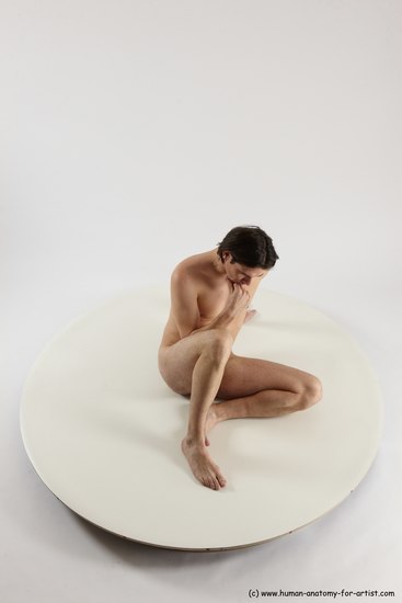 Nude Man White Sitting poses - simple Slim Short Brown Sitting poses - ALL Multi angles poses Realistic