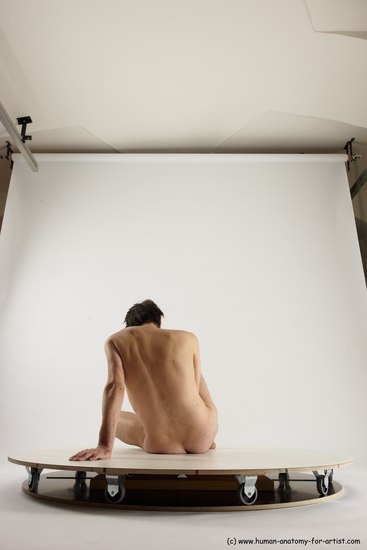 Nude Man White Sitting poses - simple Slim Short Brown Sitting poses - ALL Multi angles poses Realistic