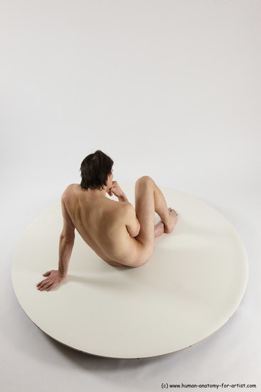 Nude Man White Sitting poses - simple Slim Short Brown Sitting poses - ALL Multi angles poses Realistic