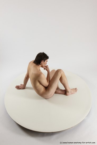 Nude Man White Sitting poses - simple Slim Short Brown Sitting poses - ALL Multi angles poses Realistic