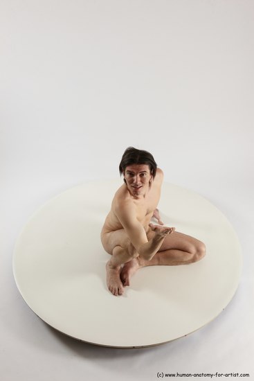 Nude Man White Sitting poses - simple Slim Short Brown Sitting poses - ALL Multi angles poses Realistic