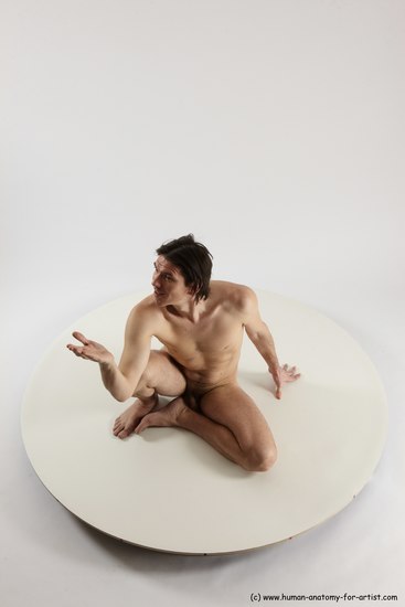 Nude Man White Sitting poses - simple Slim Short Brown Sitting poses - ALL Multi angles poses Realistic