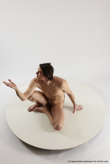 Nude Man White Sitting poses - simple Slim Short Brown Sitting poses - ALL Multi angles poses Realistic