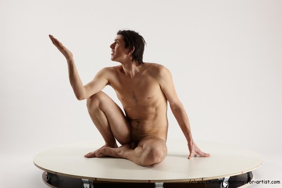 Nude Man White Sitting poses - simple Slim Short Brown Sitting poses - ALL Multi angles poses Realistic