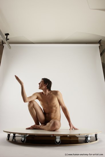 Nude Man White Sitting poses - simple Slim Short Brown Sitting poses - ALL Multi angles poses Realistic