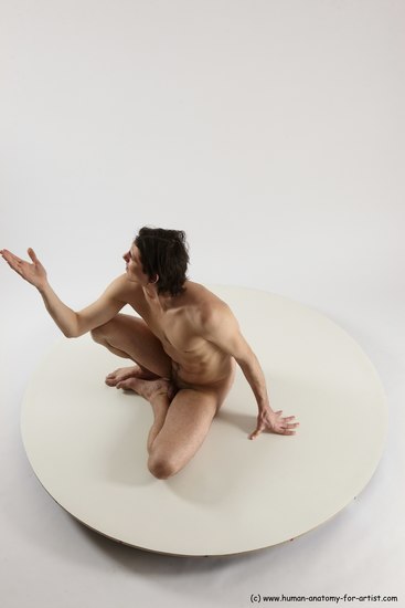 Nude Man White Sitting poses - simple Slim Short Brown Sitting poses - ALL Multi angles poses Realistic