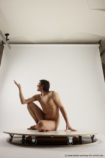 Nude Man White Sitting poses - simple Slim Short Brown Sitting poses - ALL Multi angles poses Realistic