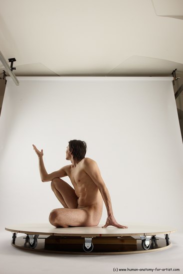 Nude Man White Sitting poses - simple Slim Short Brown Sitting poses - ALL Multi angles poses Realistic