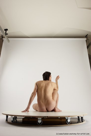 Nude Man White Sitting poses - simple Slim Short Brown Sitting poses - ALL Multi angles poses Realistic