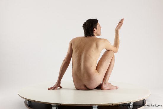 Nude Man White Sitting poses - simple Slim Short Brown Sitting poses - ALL Multi angles poses Realistic