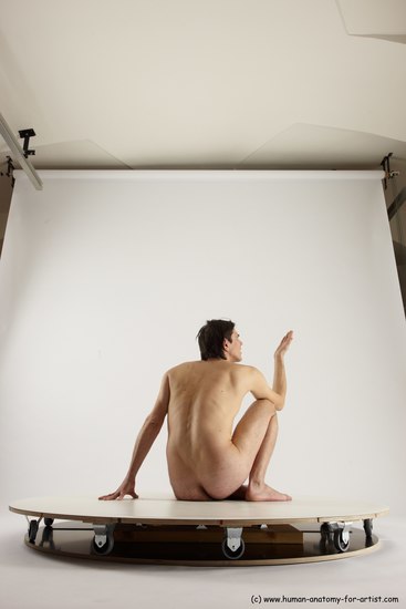 Nude Man White Sitting poses - simple Slim Short Brown Sitting poses - ALL Multi angles poses Realistic