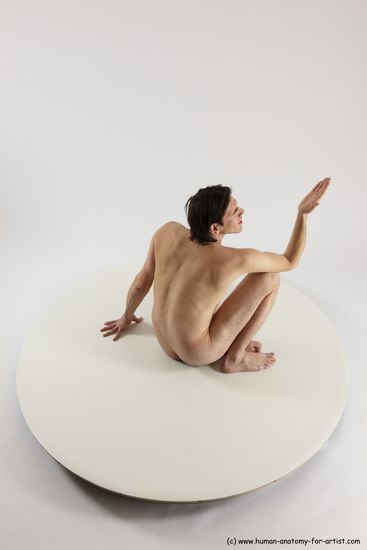 Nude Man White Sitting poses - simple Slim Short Brown Sitting poses - ALL Multi angles poses Realistic