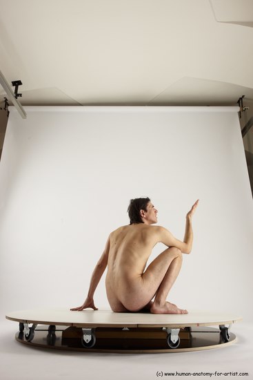 Nude Man White Sitting poses - simple Slim Short Brown Sitting poses - ALL Multi angles poses Realistic