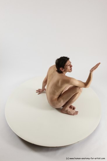 Nude Man White Sitting poses - simple Slim Short Brown Sitting poses - ALL Multi angles poses Realistic