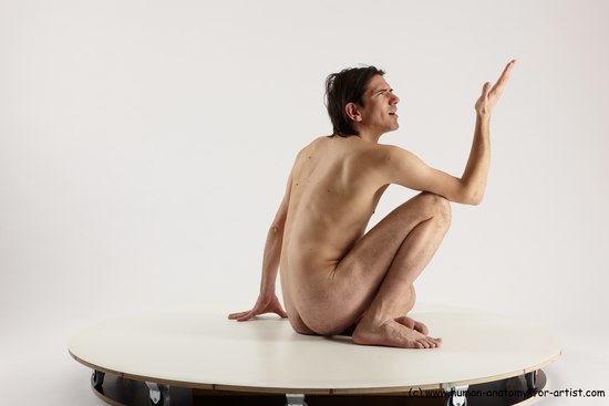 Nude Man White Sitting poses - simple Slim Short Brown Sitting poses - ALL Multi angles poses Realistic