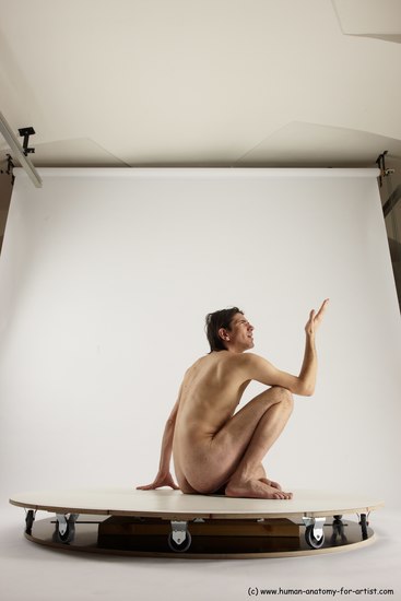 Nude Man White Sitting poses - simple Slim Short Brown Sitting poses - ALL Multi angles poses Realistic