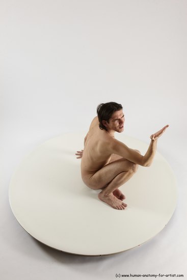 Nude Man White Sitting poses - simple Slim Short Brown Sitting poses - ALL Multi angles poses Realistic