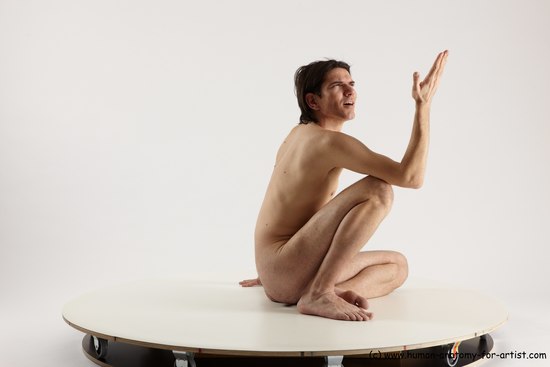 Nude Man White Sitting poses - simple Slim Short Brown Sitting poses - ALL Multi angles poses Realistic