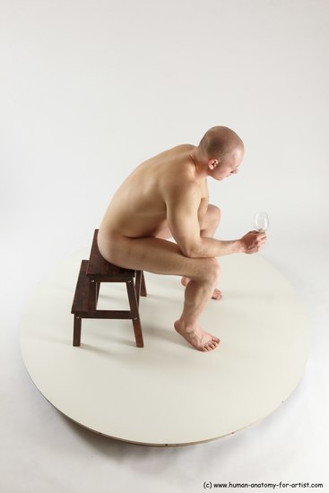 Nude Man White Sitting poses - simple Slim Bald Sitting poses - ALL Multi angles poses Realistic