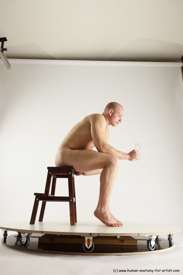 Nude Man White Sitting poses - simple Slim Bald Sitting poses - ALL Multi angles poses Realistic