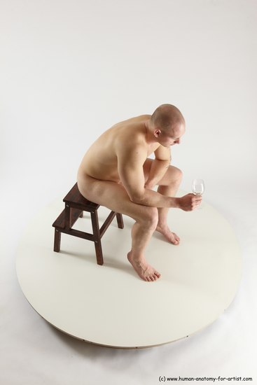 Nude Man White Sitting poses - simple Slim Bald Sitting poses - ALL Multi angles poses Realistic