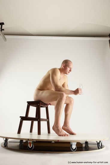 Nude Man White Sitting poses - simple Slim Bald Sitting poses - ALL Multi angles poses Realistic