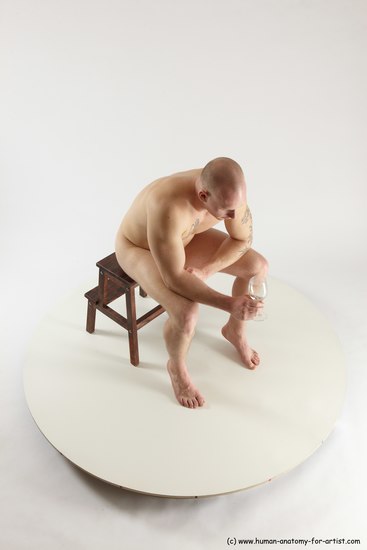 Nude Man White Sitting poses - simple Slim Bald Sitting poses - ALL Multi angles poses Realistic