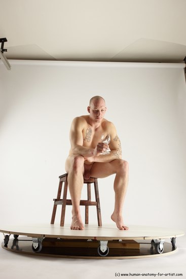 Nude Man White Sitting poses - simple Slim Bald Sitting poses - ALL Multi angles poses Realistic