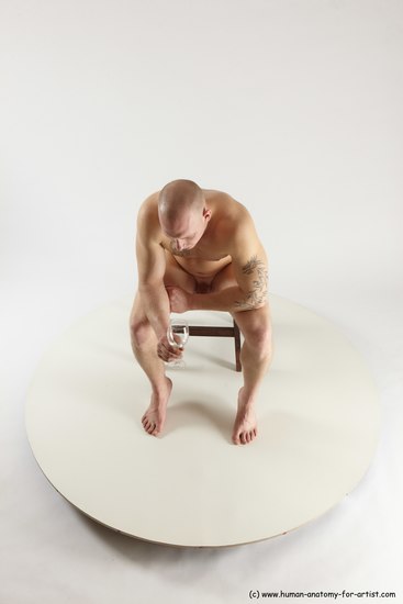 Nude Man White Sitting poses - simple Slim Bald Sitting poses - ALL Multi angles poses Realistic