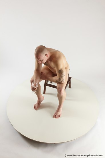 Nude Man White Sitting poses - simple Slim Bald Sitting poses - ALL Multi angles poses Realistic