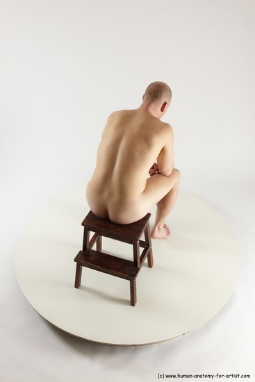 Nude Man White Sitting poses - simple Slim Bald Sitting poses - ALL Multi angles poses Realistic