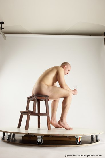 Nude Man White Sitting poses - simple Slim Bald Sitting poses - ALL Multi angles poses Realistic